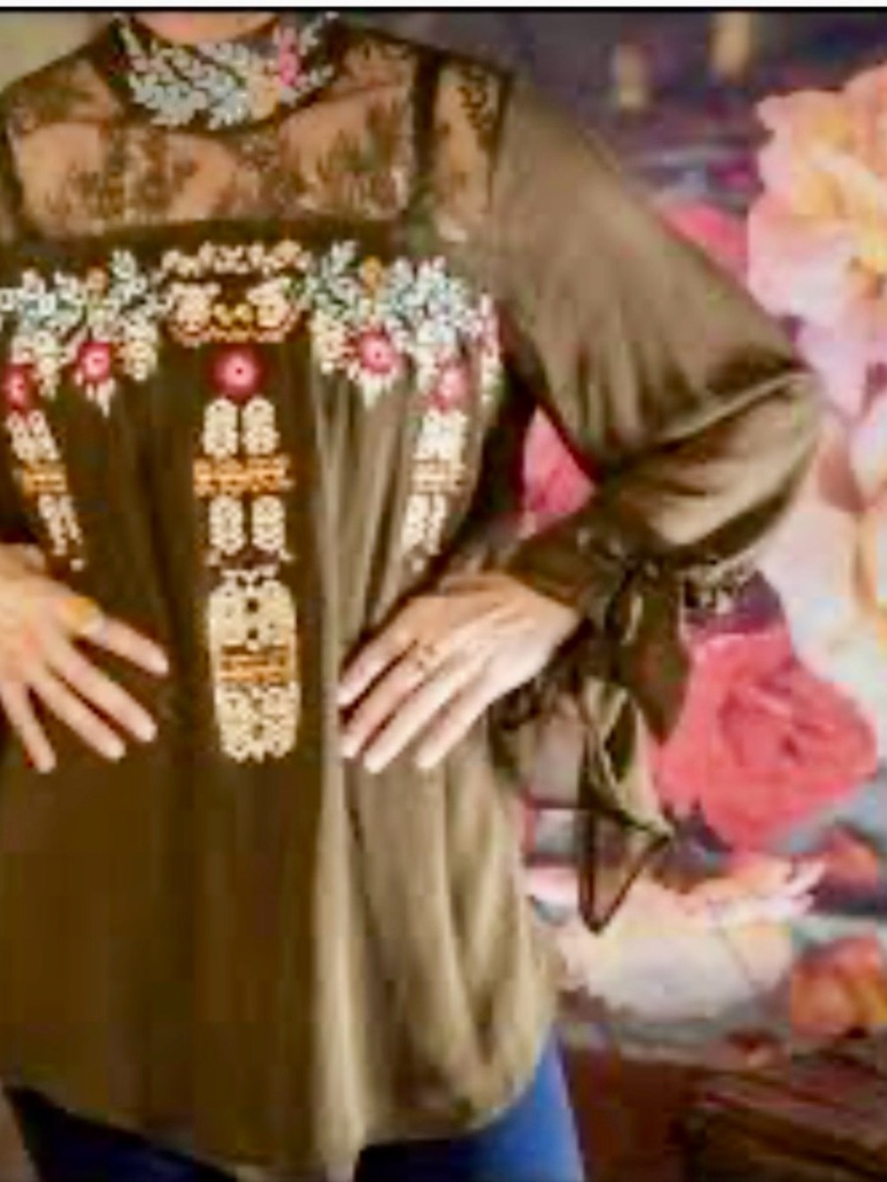 Vintage Collection Embroidered brown Boho Blouse